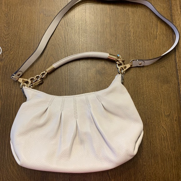 MICHAEL KORS Cream Hobo Pleated Pebbled Leather Convertible Purse + Card Wallet - Picture 9 of 14